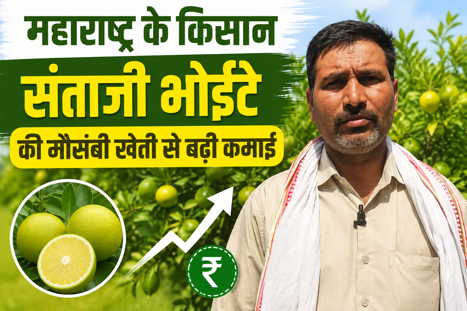 मौसंबी की खेती से आमदनी, कीट और बारिश के नुकसान के बावजूद मिली अच्छी कमाई  Staji Bhoite Mausambi Farming Success Story in Maharashtra