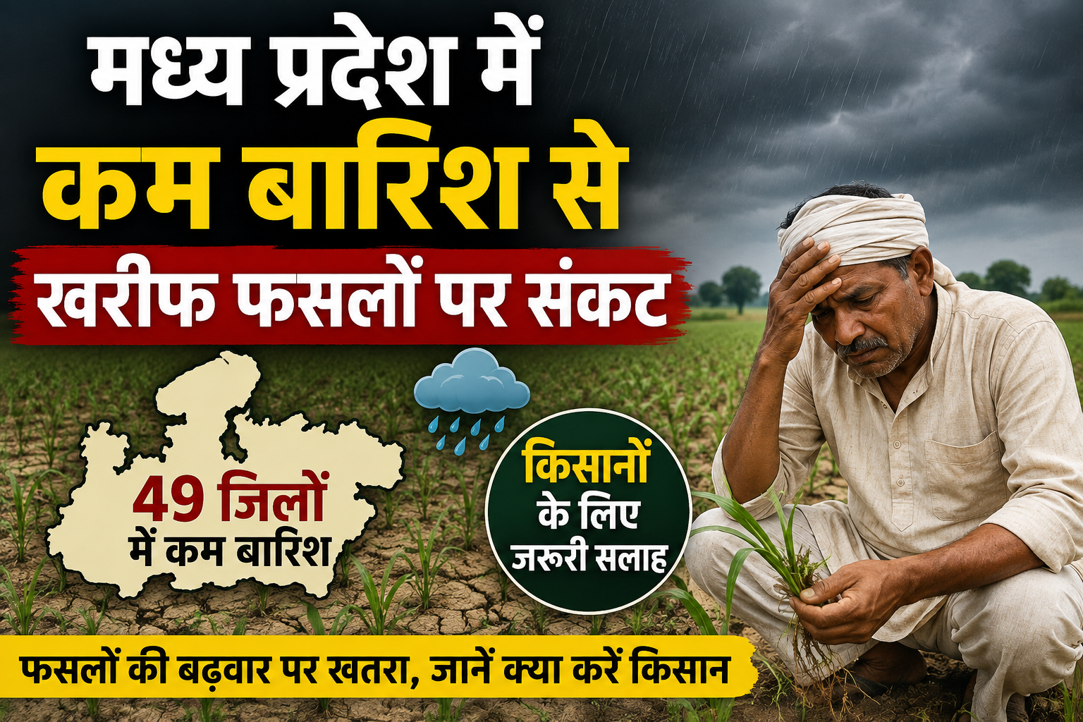 मध्य प्रदेश में कम बारिश से खरीफ फसलों पर संकट, किसानों के लिए जारी हुई जरूरी कृषि सलाह Madhya Pradesh Mein Kam Barish Se Kharif Faslon Par Sankat