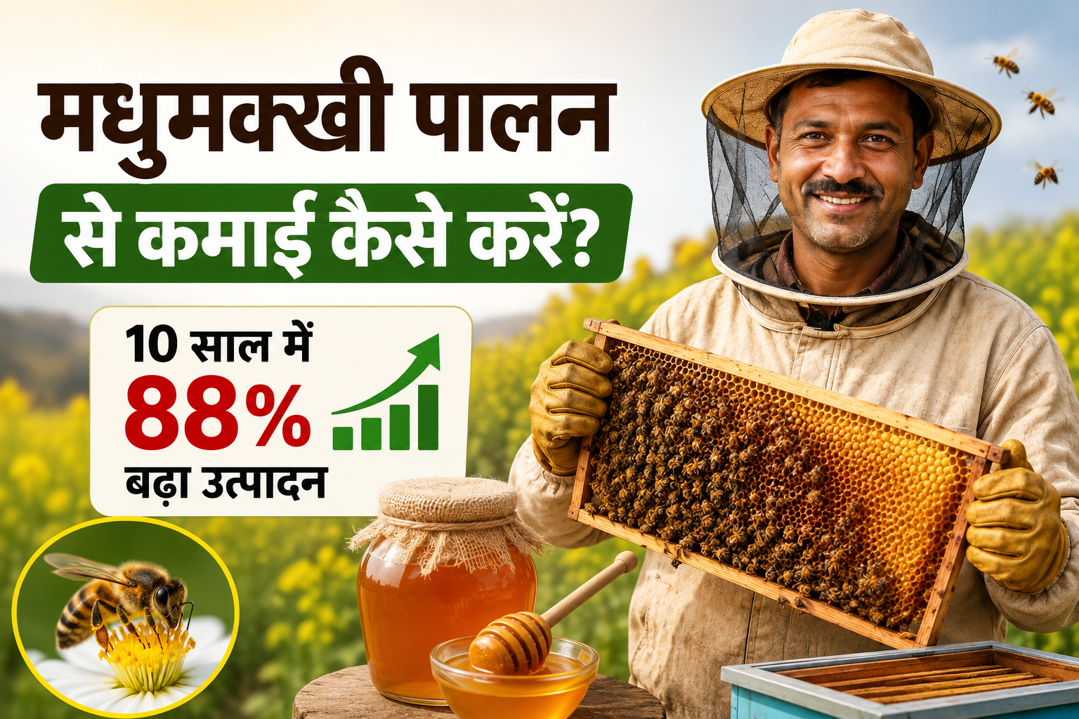 मधुमक्खी पालन से कमाई कैसे करें? 10 साल में 88% बढ़ा शहद उत्पादन, किसानों के लिए बढ़े अवसर Madhumakkhi Palan Se Kamai Kaise Kare