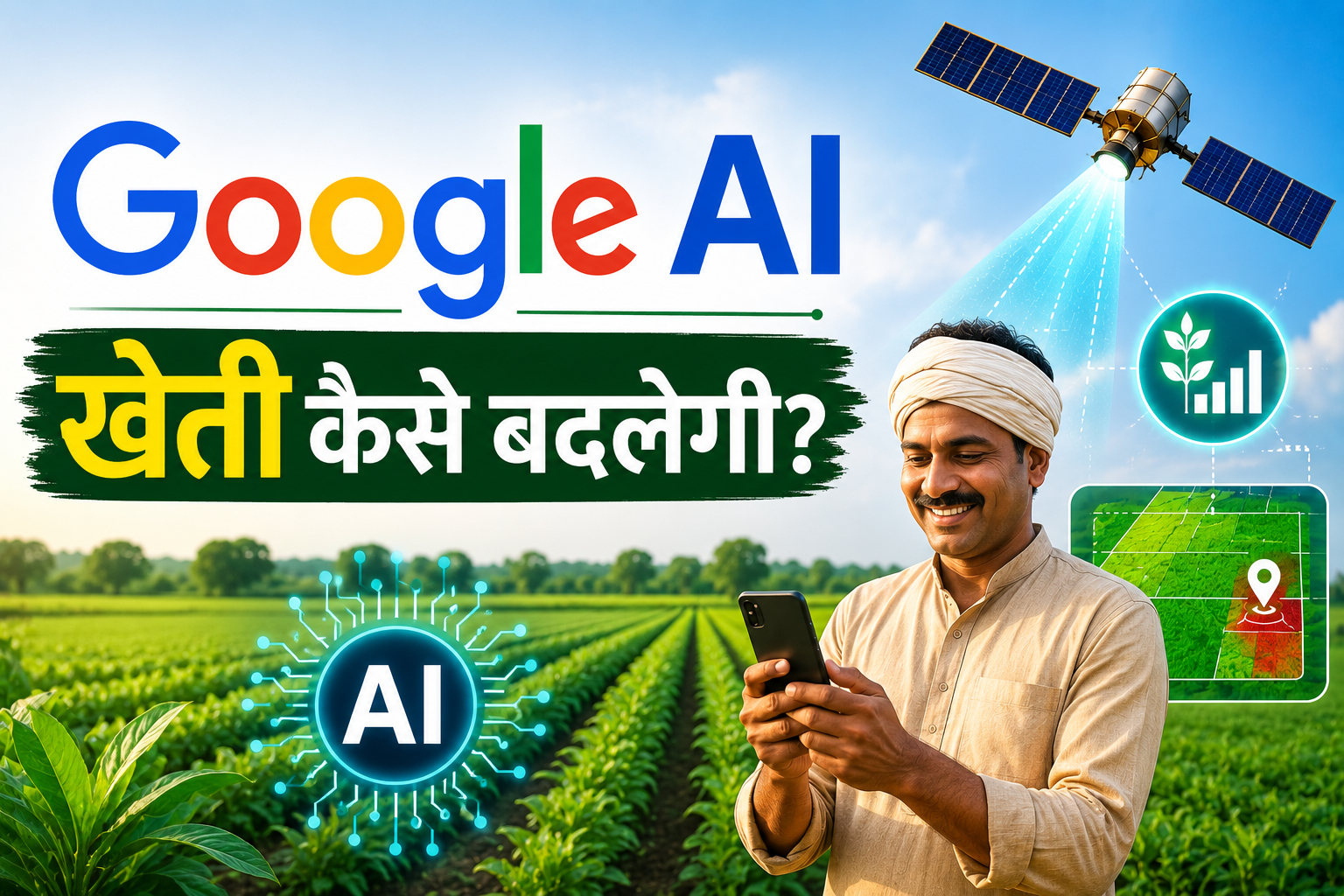 Google AI से बदलेगी खेती की तस्वीर, सैटेलाइट से खेत और फसल की निगरानी Google AI Farming Technology Se Kheti Kaise Badlegi