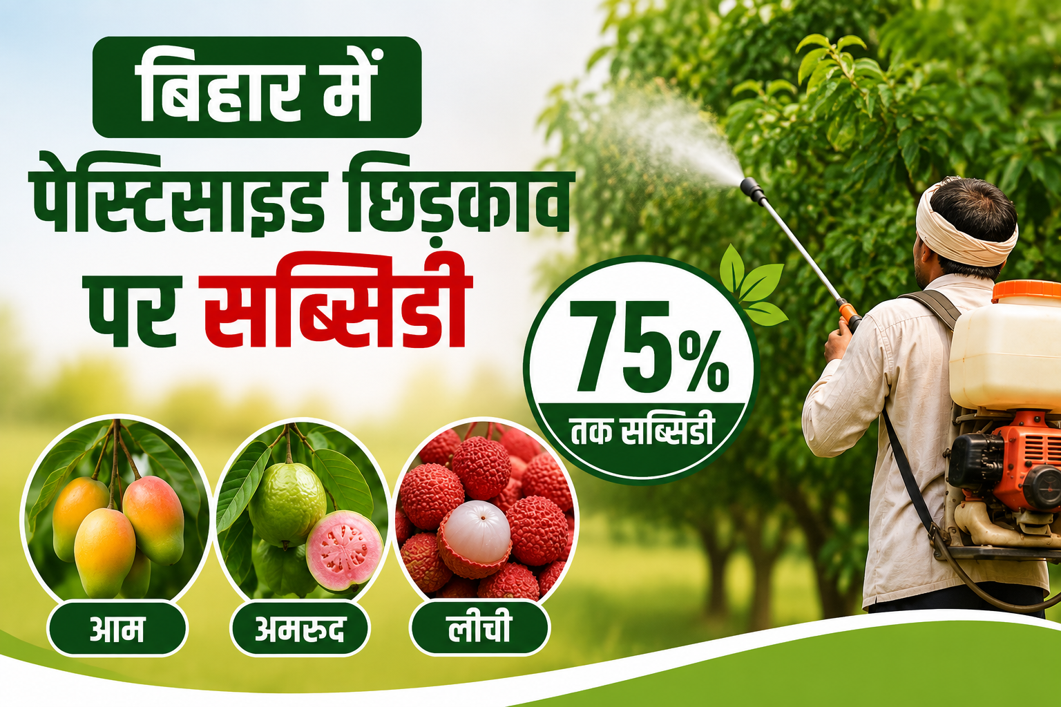 आम, अमरूद और लीची किसानों को मिलेगा 75% तक लाभ Bihar Mein Pesticide Chhidkav Par Subsidy