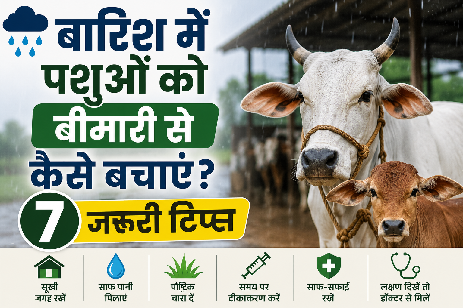 बारिश में पशुओं को बीमारी से कैसे बचाएं, जानिए जरूरी सावधानियां Barish Mein Pashuon Ko Bimari Se Kaise Bachayein