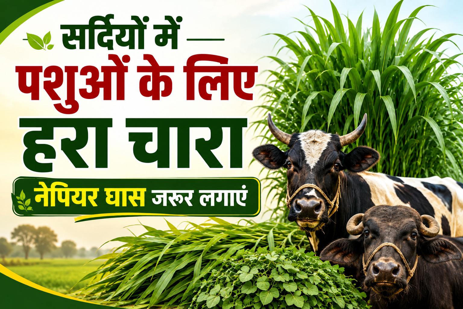 नेपियर घास के साथ दलहनी चारा लगाएं Sardiyon Mein Pashuon Ke Liye Hara Chara