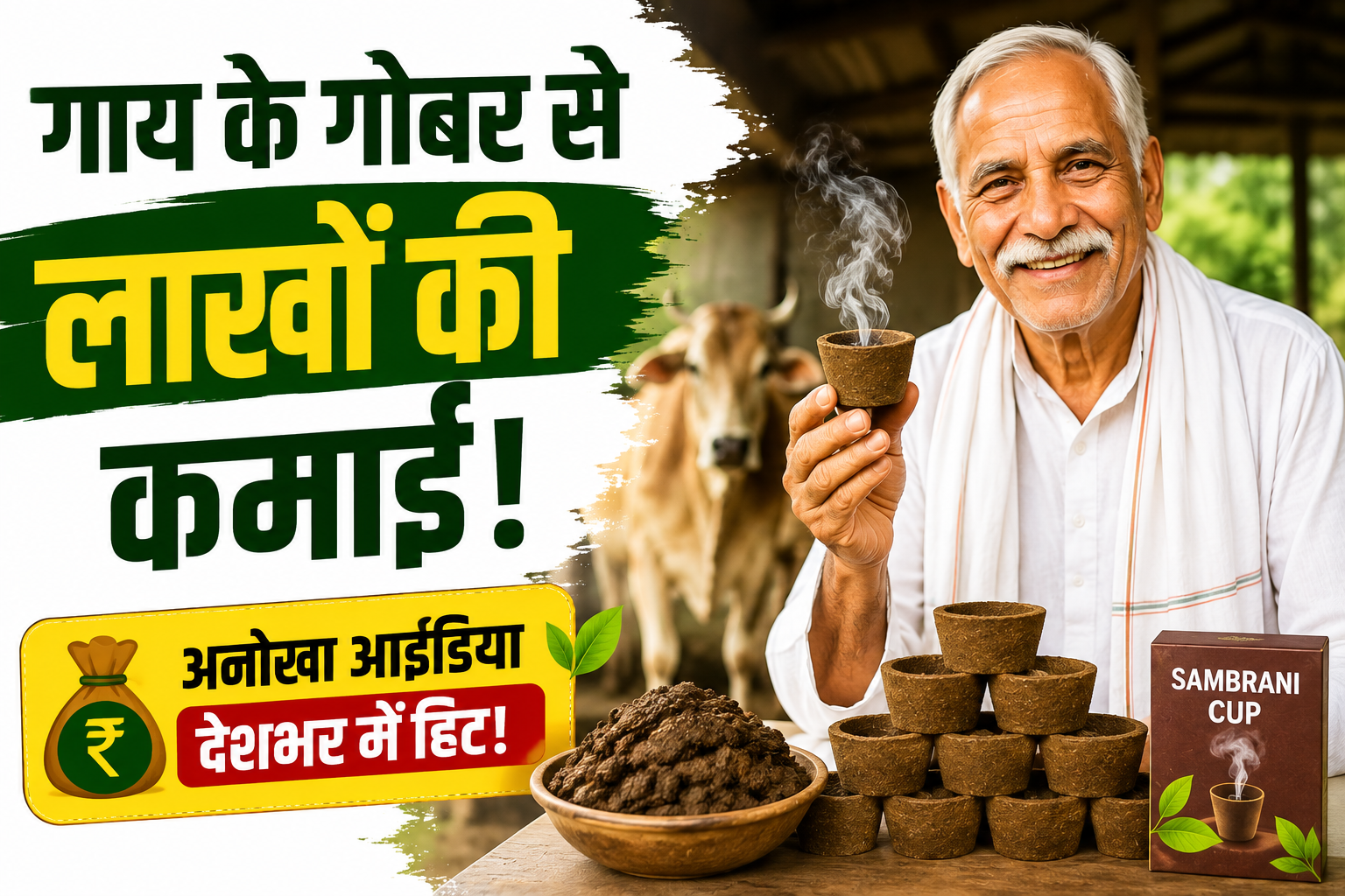 जानिए 71 वर्षीय किसान आदित्य त्यागी ने गाय के गोबर से सम्भरानी कप बनाकर कैसे अनोखा कारोबार खड़ा किया। Gaay Ke Gobar Se Lakhon Ki Kamai Kaise Karein?