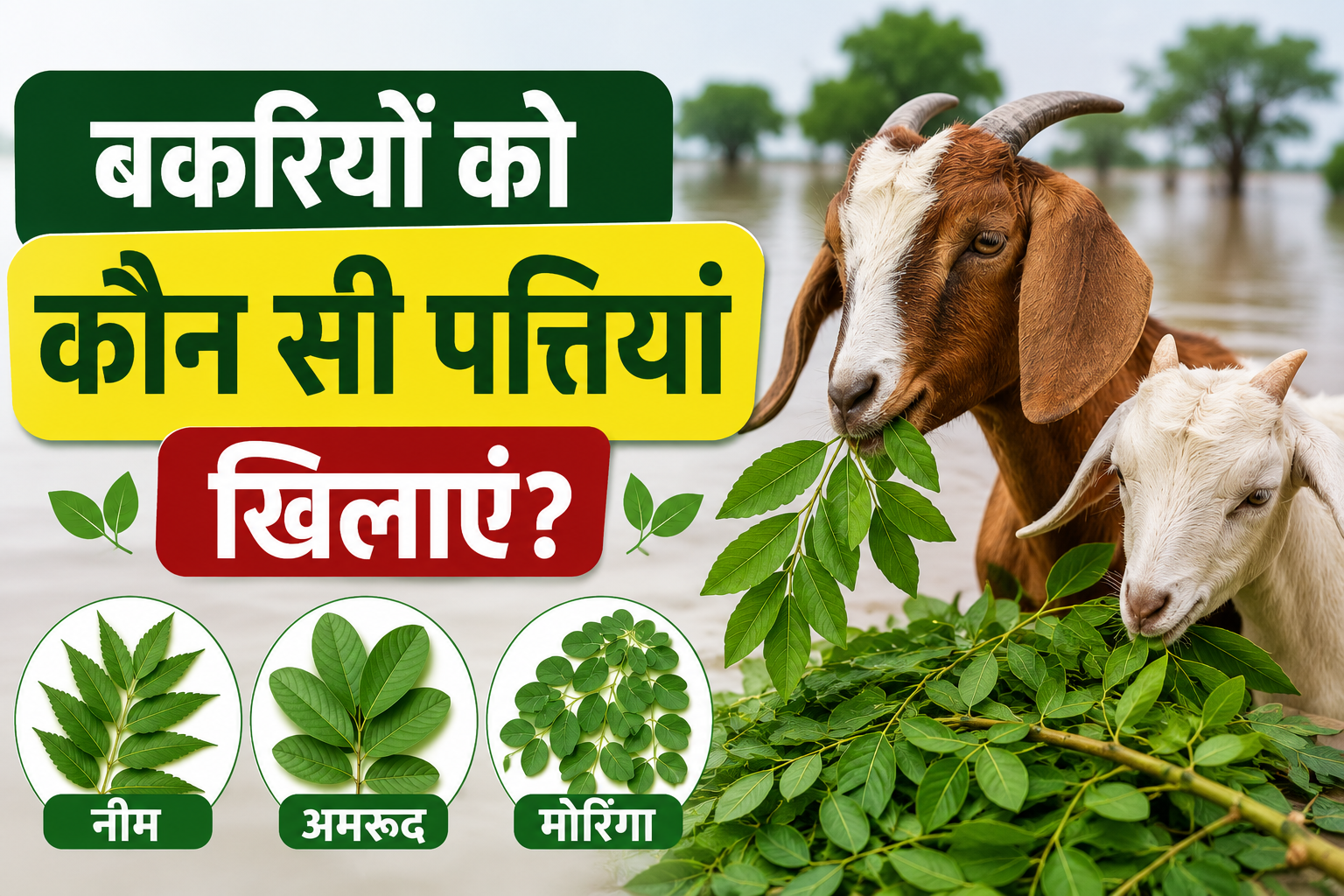 बाढ़ और बरसात में बकरियों को कौन सी पत्तियां खिलाएं? जानें सही चारा Bakriyon Ko Kaun Si Pattiyan Khilayen