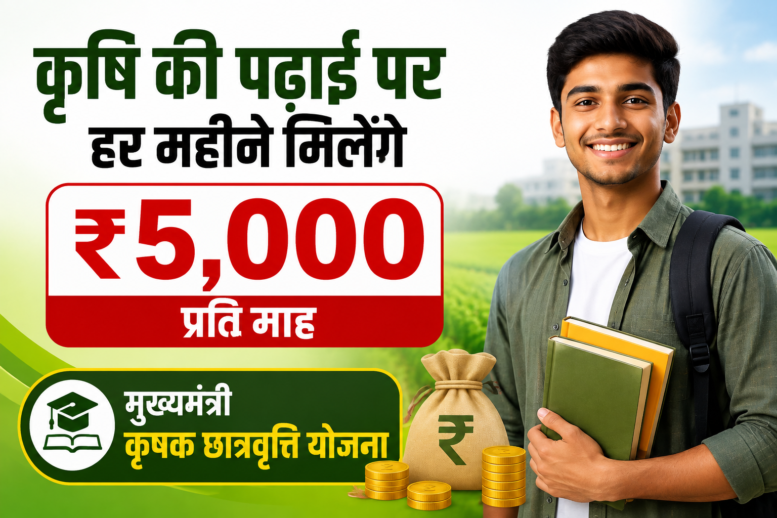 कृषि की पढ़ाई करने वाले छात्रों को अब हर महीने मिलेंगे ₹5,000 प्रति माह Mukhyamantri Krishak Scholarship Scheme