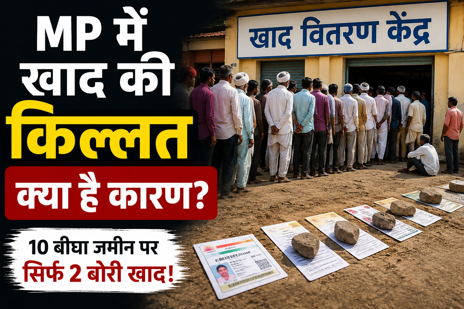 किसानों की लंबी कतार और 10 बीघा जमीन पर सिर्फ 2 बोरी खाद MP Mein Khad Ki Killat Ka Kya Hai Karan?