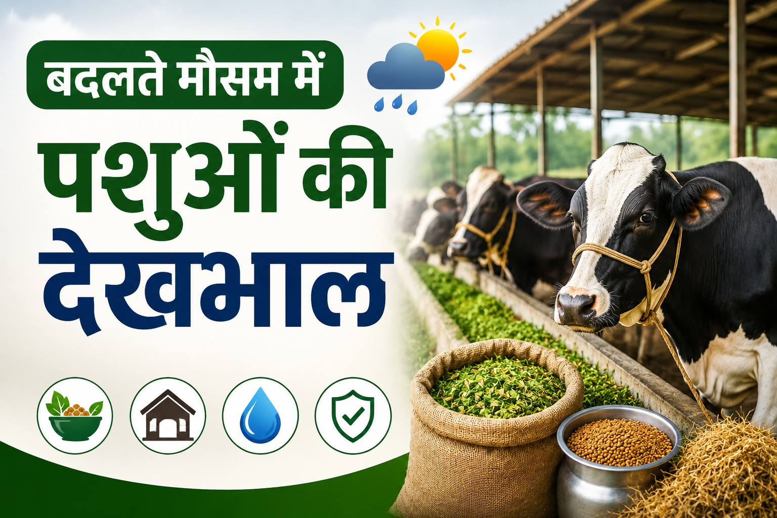 बदलते मौसम में पशुओं की शेड और खुराक का रखें खास ध्यान, इन बातों का रखें ध्यान Badalte Mausam Mein Pashuon Ki Dekhbhal