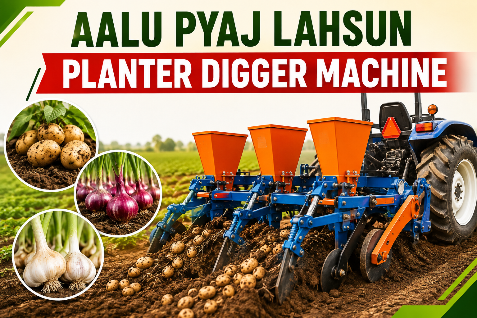 खेती को बनाए आसान और अधिक लाभदायक 10 लाख की मशीन से कम होगी खेती की लागत Aalu Pyaj Lahsun Ki Kheti Ke Liye Planter Digger Machine