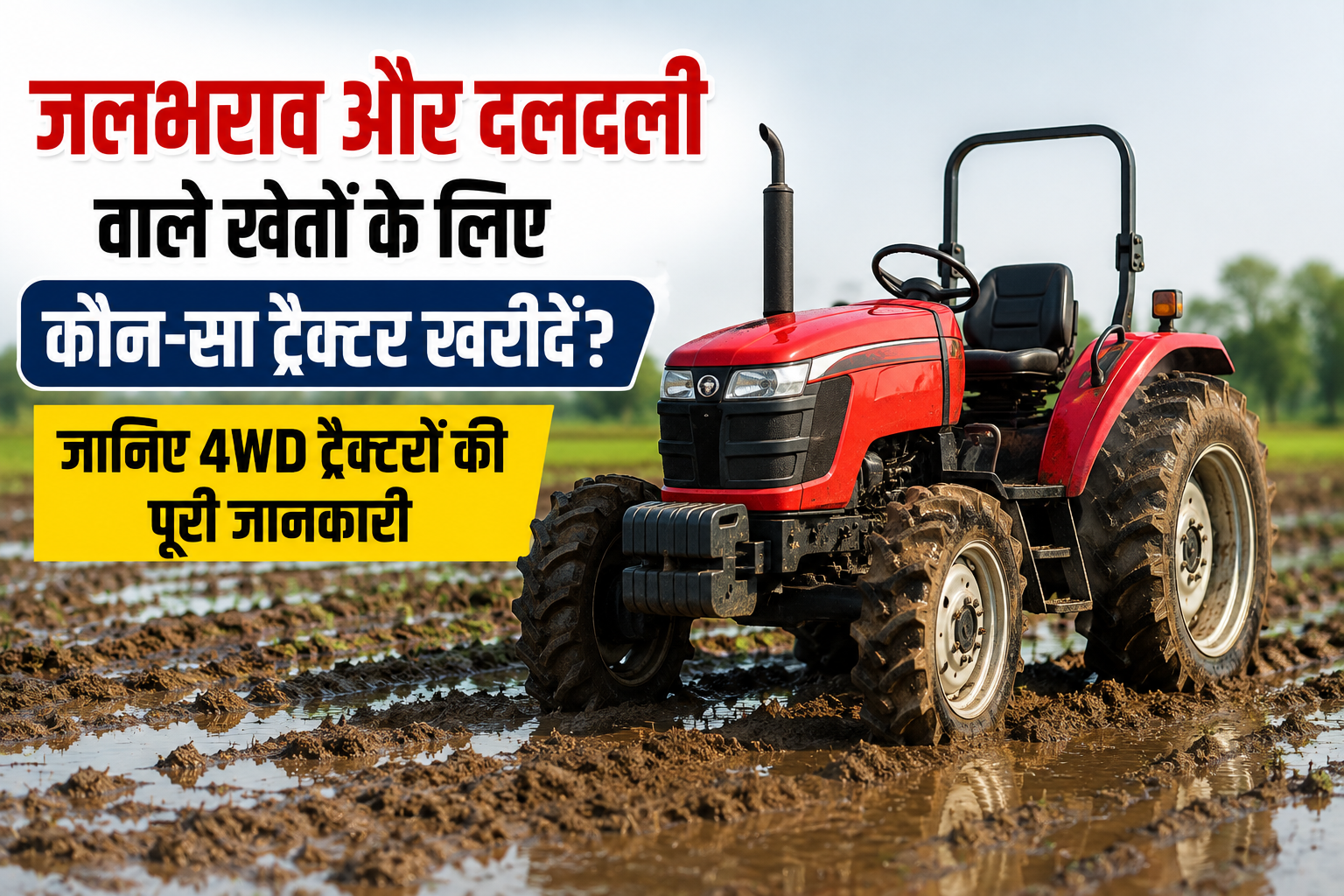 जलभराव और दलदली वाले खेतों के लिए कौन-सा ट्रैक्टर खरीदें? जानिए 4WD ट्रैक्टरों की पूरी जानकारी Best 4WD Tractor for Waterlogged Fields