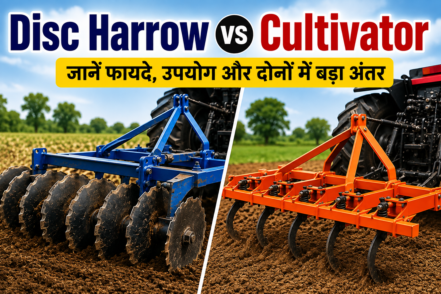 Disc Harrow vs Cultivator: जानें फायदे, उपयोग और दोनों में बड़ा अंतर