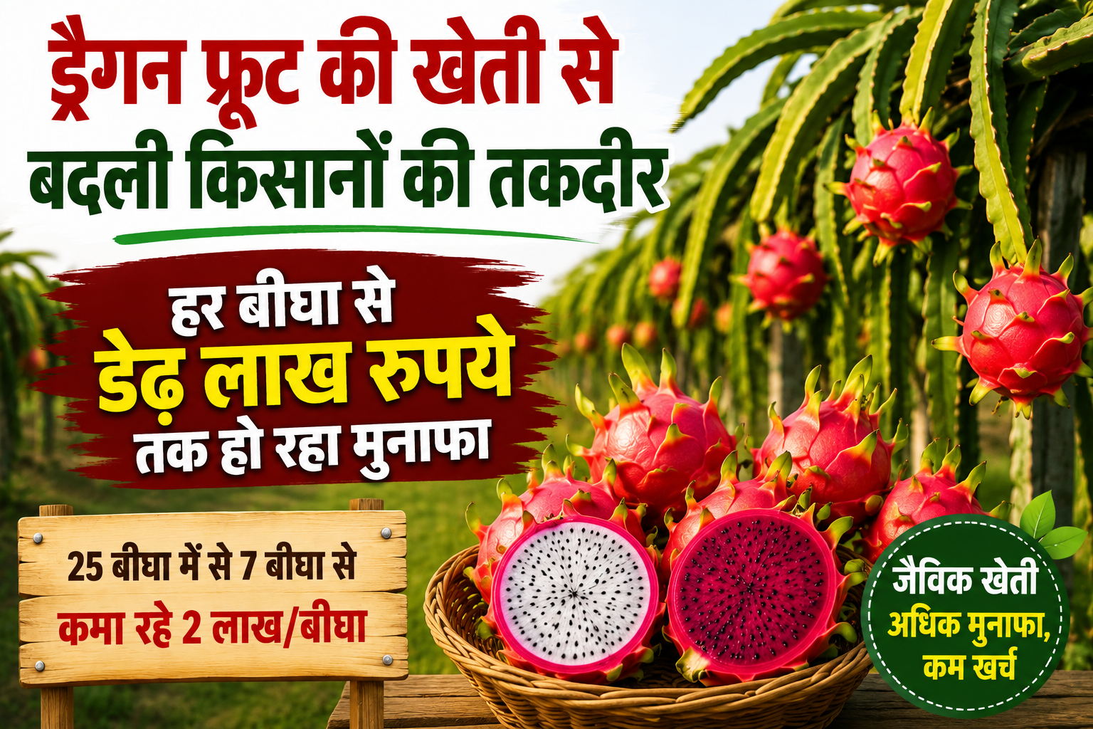 ड्रैगन फ्रूट की खेती से बदली किसानों की तकदीर, हर बीघा से डेढ़ लाख रुपये तक हो रहा मुनाफा Dragon Fruit Farming Success Story of Gujarat