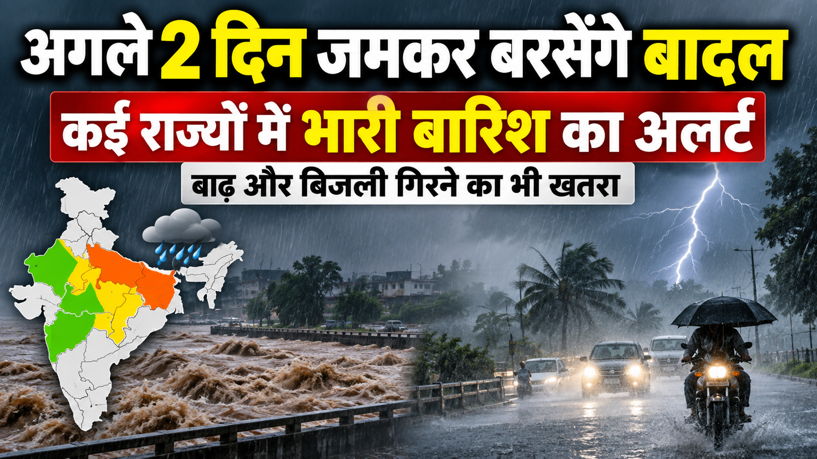 Weather Update Today: अगले 2 दिन भारी बारिश का अलर्ट, कई राज्यों में बाढ़ और बिजली गिरने का खतरा