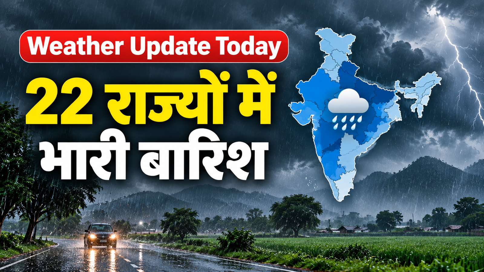 Weather Update Today: 22 राज्यों में भारी बारिश का अलर्ट, 50 किमी की रफ्तार से चलेंगी तेज हवाएं