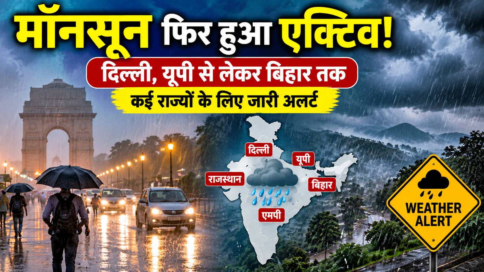 Weather Update Today: मॉनसून फिर हुआ एक्टिव, दिल्ली से राजस्थान तक बारिश का अलर्ट