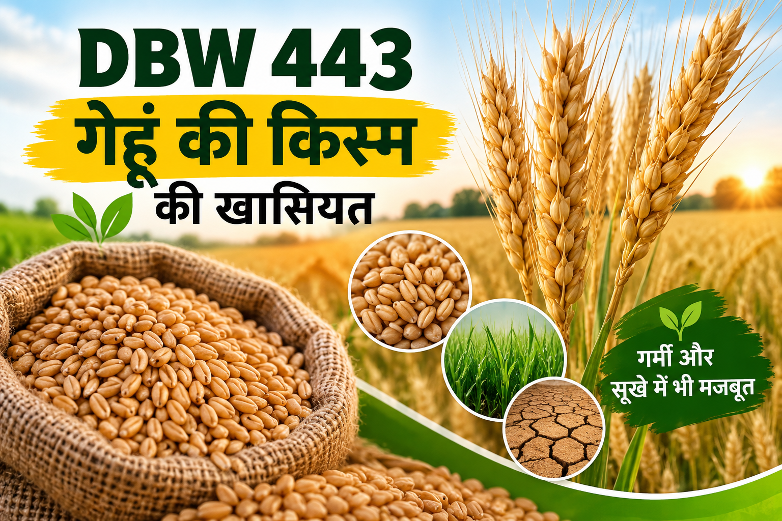 DBW 443 गेहूं की किस्म! प्रोटीन, आयरन और जिंक से भरपूर, किसानों के लिए खास  DBW 443 Gehu Ki Kism Ki Khasiyat
