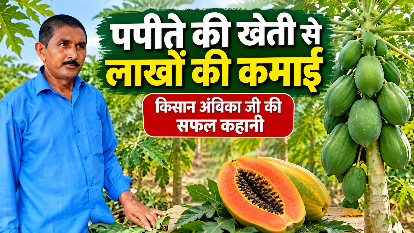 पपीते की खेती से लाखों की कमाई, जानिए VNR और East West किस्म की खासियत  Ambika Papaya Farming Success Story
