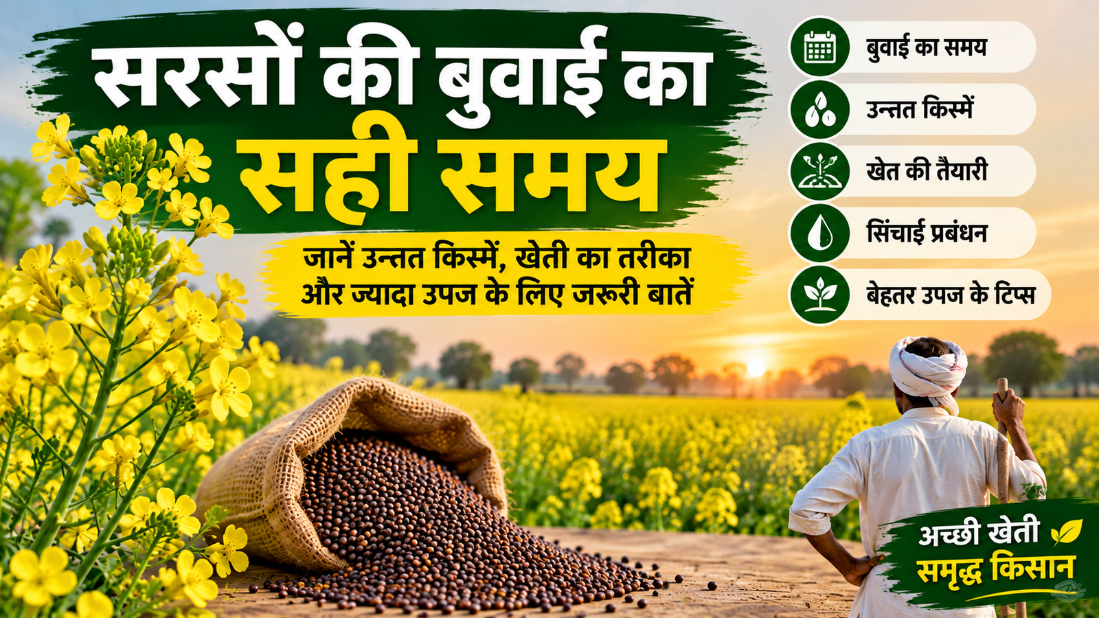 सरसों की बुवाई का सही समय, सितंबर-अक्टूबर में बुवाई से पहले जानें जरूरी बातें  Sarson Ki Buwai Ka Sahi Samay