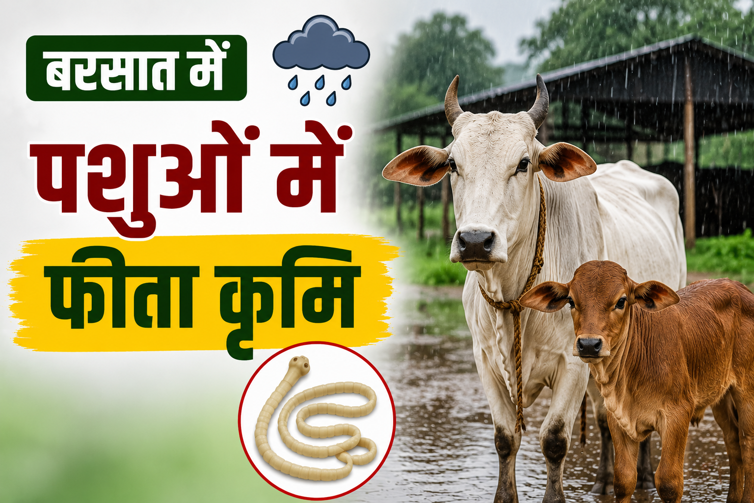 बरसात में पशुओं पर फीता कृमि का खतरा, पशु चिकित्सक ने बताए बचाव के आसान उपाय Barsaat Mein Pashuon Mein Feeta Krimi