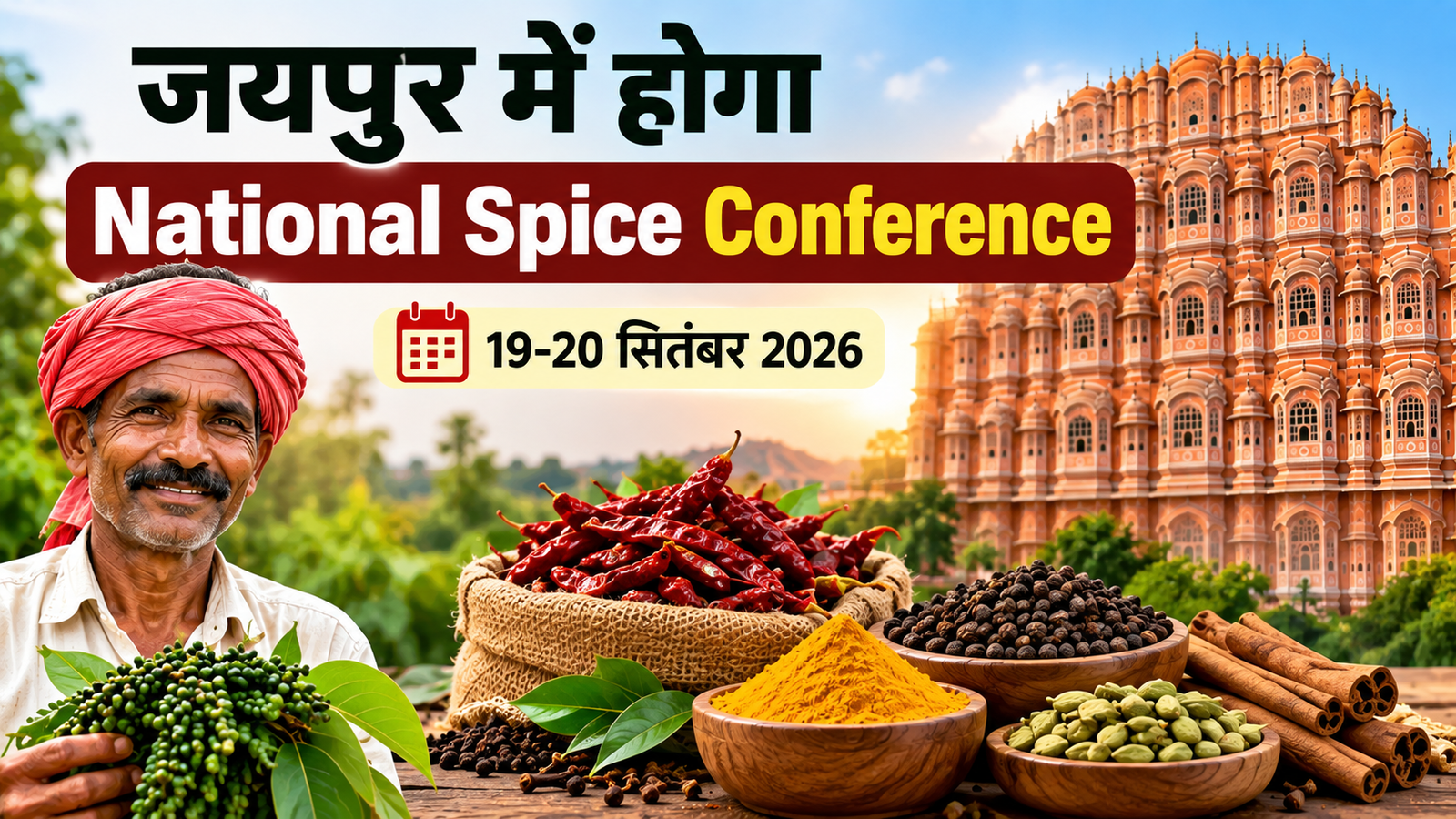 जयपुर में 19-20 सितंबर को होगा राष्ट्रीय मसाला सम्मेलन 2026, किसानों की आय और फूड सेफ्टी पर होगा मंथन Jaipur Mein National Spice Conference 2026