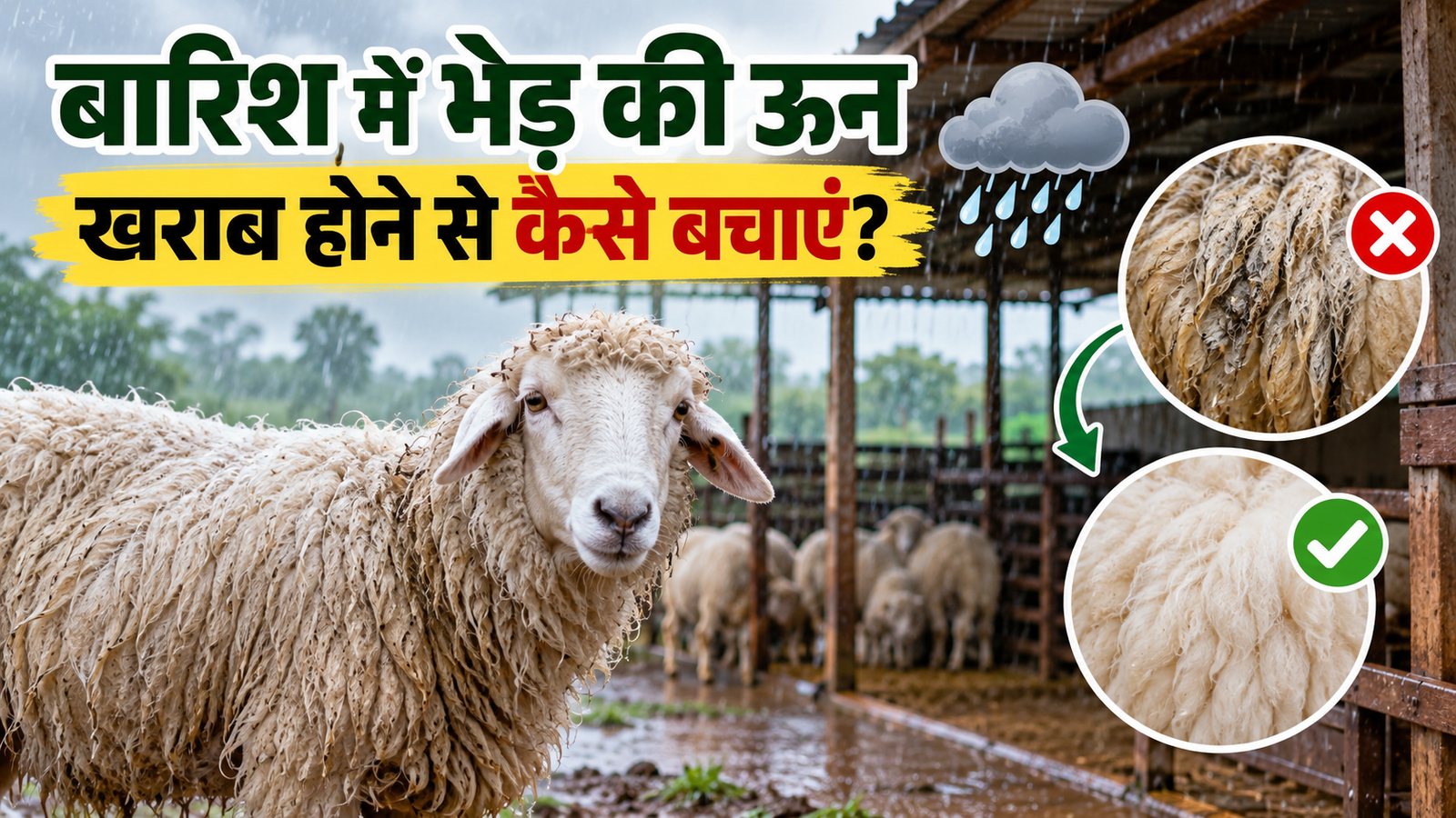 बारिश में भेड़ की ऊन खराब होने से कैसे बचाएं? पशुपालक इन बातों का रखें ध्यान Bhed Ki Un Ko Kharab Hone Se Kaise Bachaye?