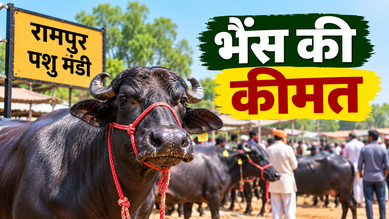 उत्तर प्रदेश के रामपुर में मुर्रा से पारुआ तक मिलती हैं अलग-अलग नस्ल की भैंस  Rampur Pashu Mandi Mein Bhains Ki Keemat