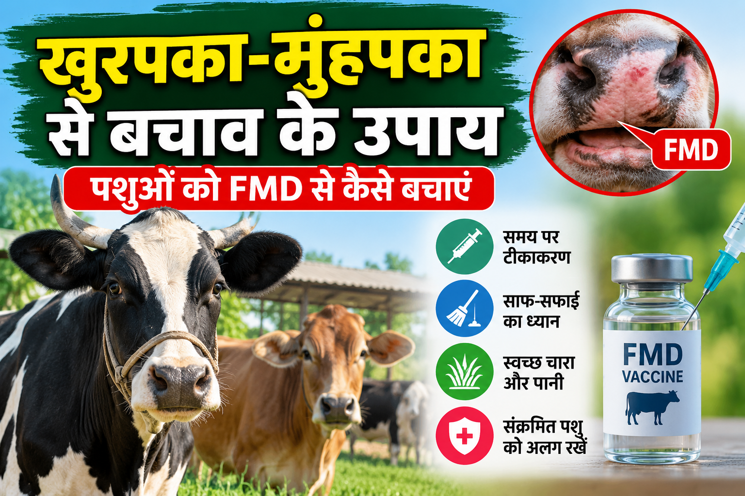खुरपका-मुंहपका बीमारी को लेकर हाई अलर्ट, इन 9 राज्यों को बनाया जाएगा FMD फ्री जोन Khurpaka Muhpaka Se Bachav Ke Upay