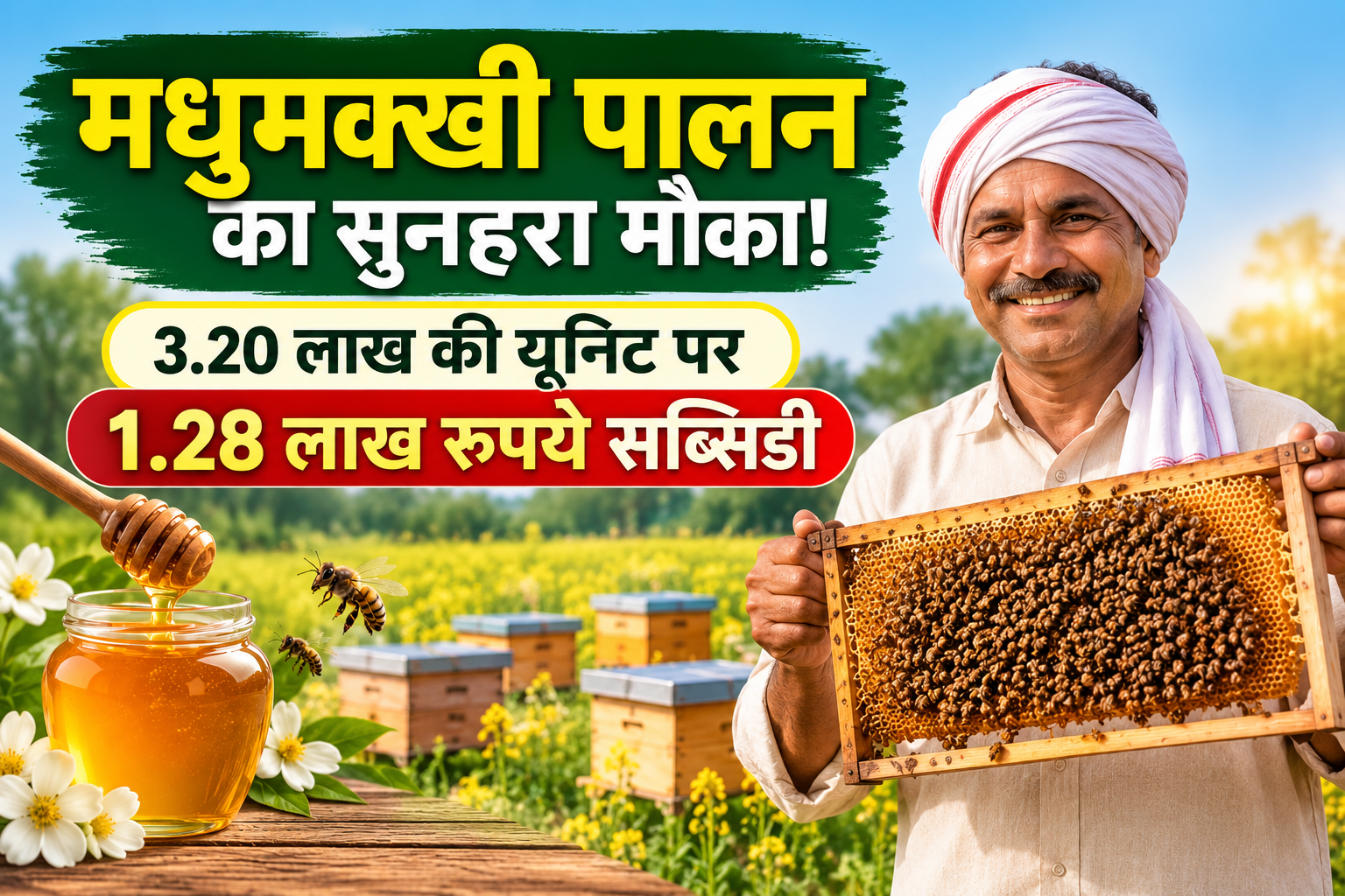 मधुमक्खी पालन का सुनहरा मौका, 3.20 लाख की यूनिट पर मिल रही 1.28 लाख रुपये की सब्सिडी  Madhumakkhi Palan Yojana 2026-27