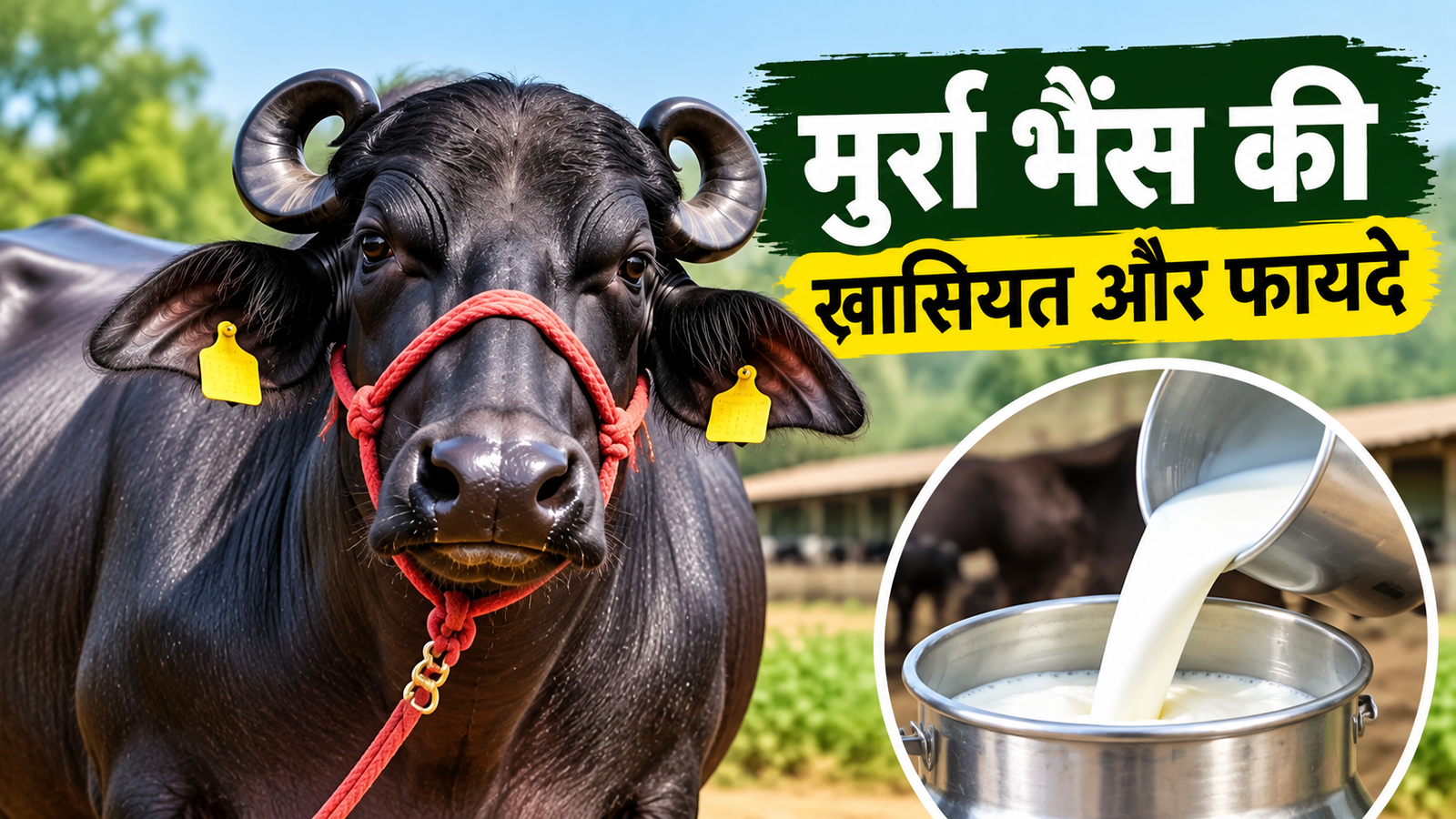 मुर्रा भैंस की खासियत और फायदे , जानिए दूध उत्पादन, पहचान और पालन की पूरी जानकारी  Murrah Bhains Ki Khaasiyat Aur Fayde