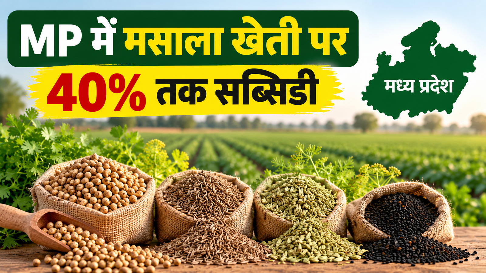 MP में मसाला खेती पर सरकार दे रही 40% तक सब्सिडी, धनिया-जीरा-सौंफ की खेती से बढ़ेगी कमाई MP Me Masala Kheti Par Subsidy 2026