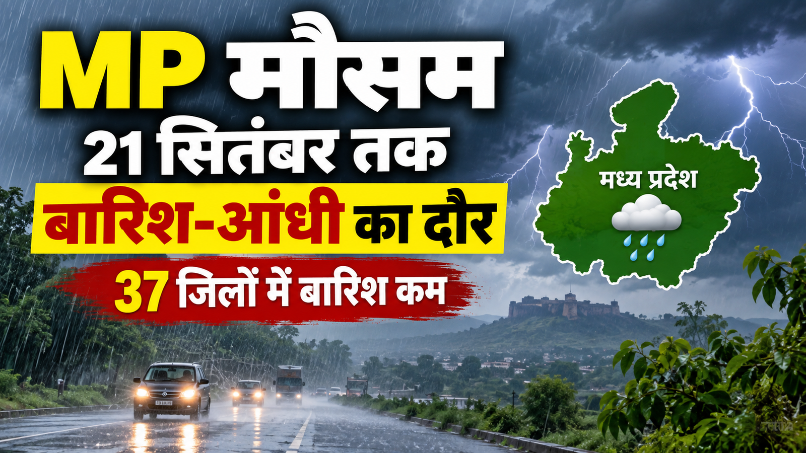 MP Weather Today: 21 सितंबर तक बारिश-आंधी का दौर, 37 जिलों में बारिश का कोटा अधूरा