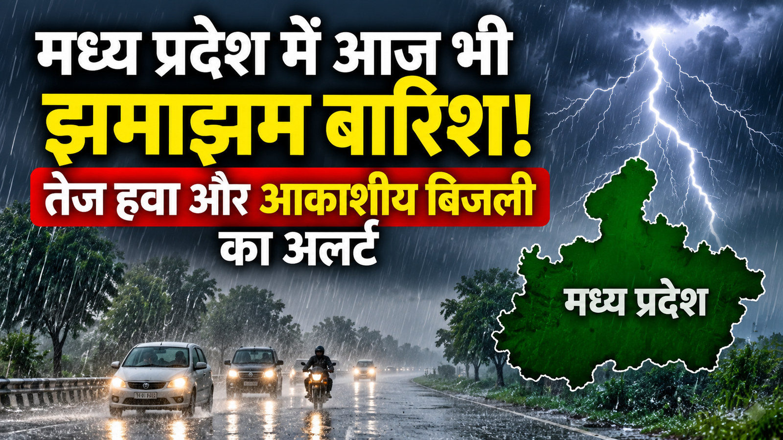 MP Weather Today: मध्य प्रदेश में आज भी झमाझम बारिश, तेज हवा और आकाशीय बिजली का अलर्ट