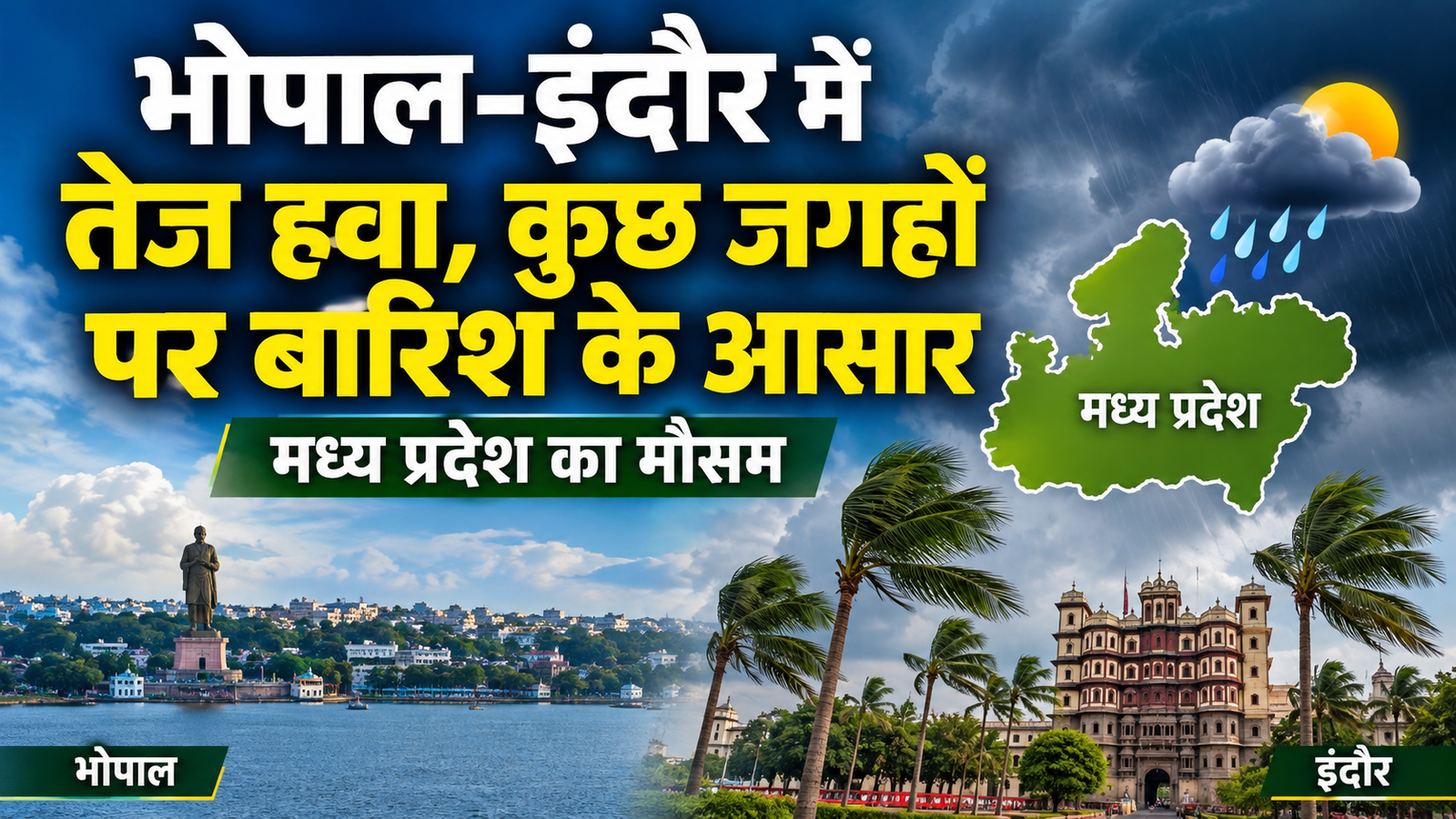 MP Weather Today: भोपाल-इंदौर में तेज हवा, कई जगह बारिश के आसार, 23 सितंबर से बदलेगा मौसम
