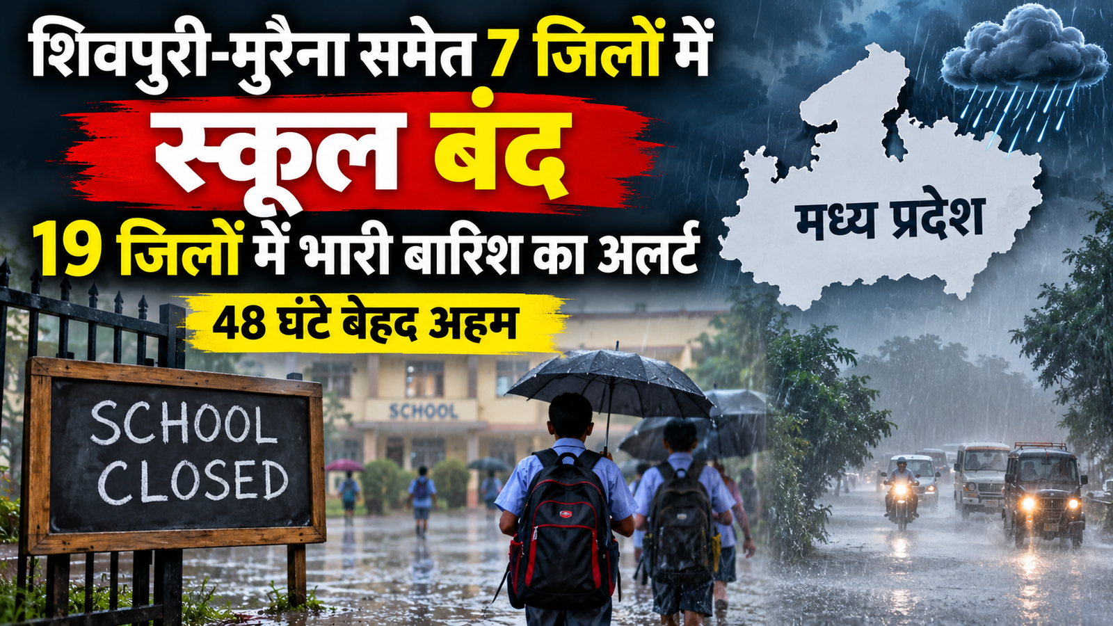 MP Weather Today: 19 जिलों में भारी बारिश का अलर्ट, 7 जिलों में स्कूल बंद