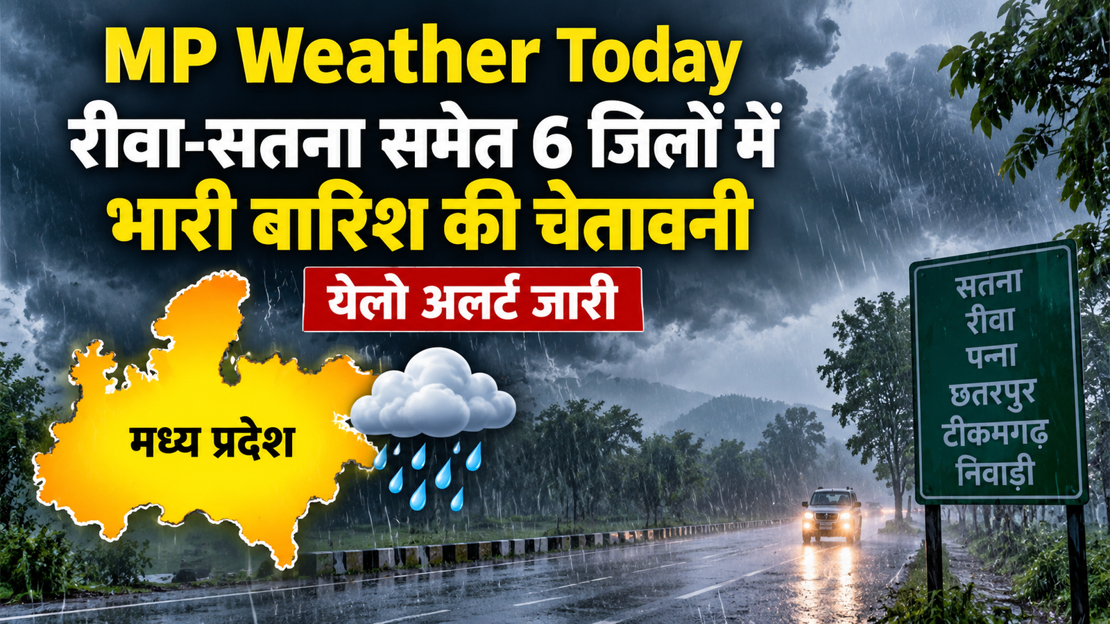 MP Weather Today: मध्य प्रदेश में येलो अलर्ट, रीवा-सतना समेत 6 जिलों में भारी बारिश की चेतावनी