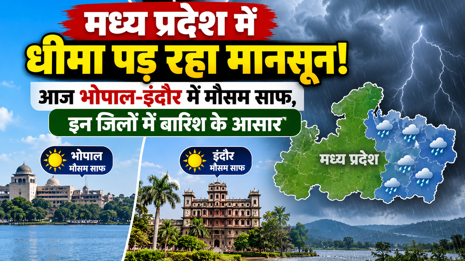 MP Weather Today: मध्य प्रदेश में धीमा पड़ा मानसून, इन जिलों में बारिश के आसार