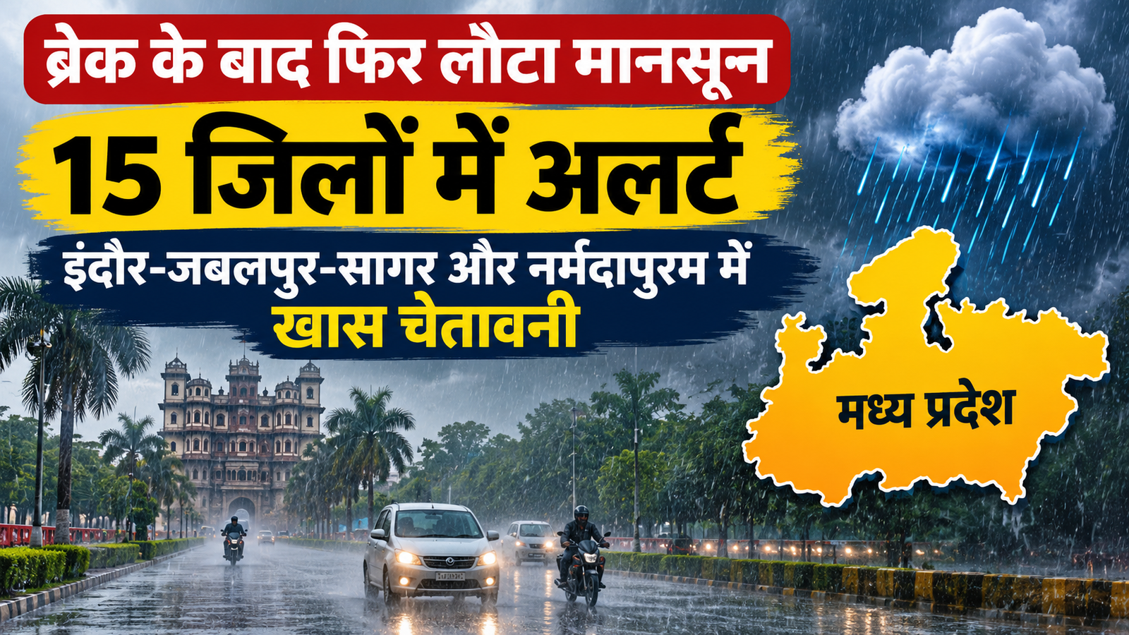 MP Weather Today: मध्य प्रदेश में फिर एक्टिव हुआ मानसून, 15 जिलों में भारी बारिश का अलर्ट