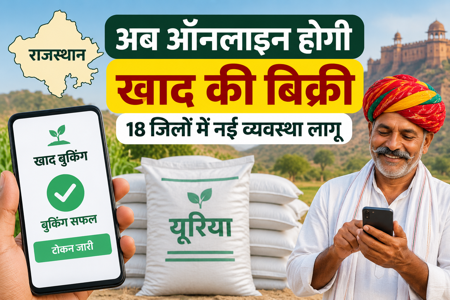 राजस्थान में अब ऑनलाइन होगी खाद की बिक्री, 18 जिलों में नई व्यवस्था लागू  Rajasthan Mein Online Khaad Ki Bikri