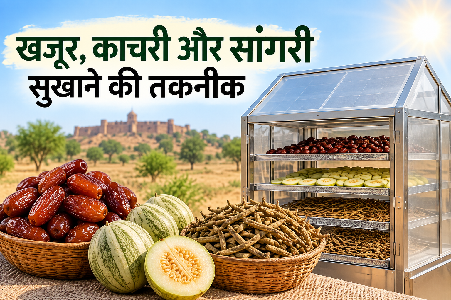 खजूर-काचरी और सांगरी को मौसम की मार से बचाएगा सोलर ड्रायर Khajoor Kachari Sangri Sukhane Ki Takneek