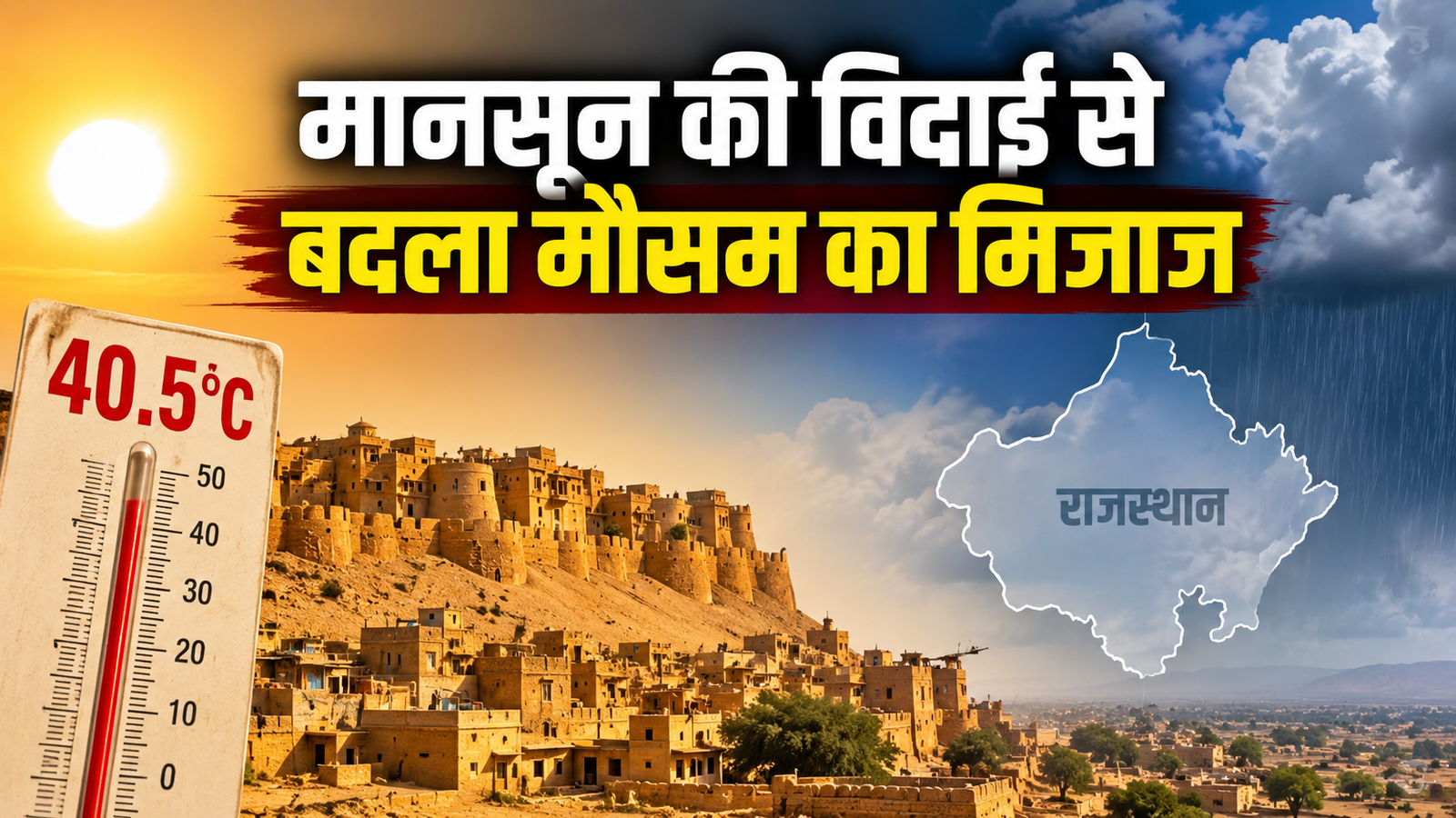Rajasthan Weather Today: मानसून की विदाई से बदला मौसम का मिजाज, जैसलमेर 40.5°C