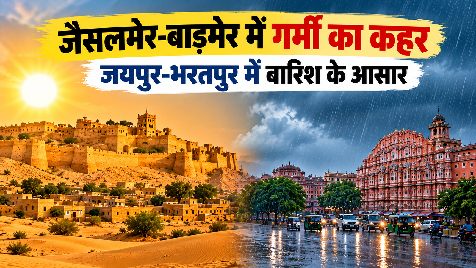 Rajasthan Weather Today: जैसलमेर-बाड़मेर में गर्मी का कहर, जयपुर-भरतपुर में बारिश के आसार