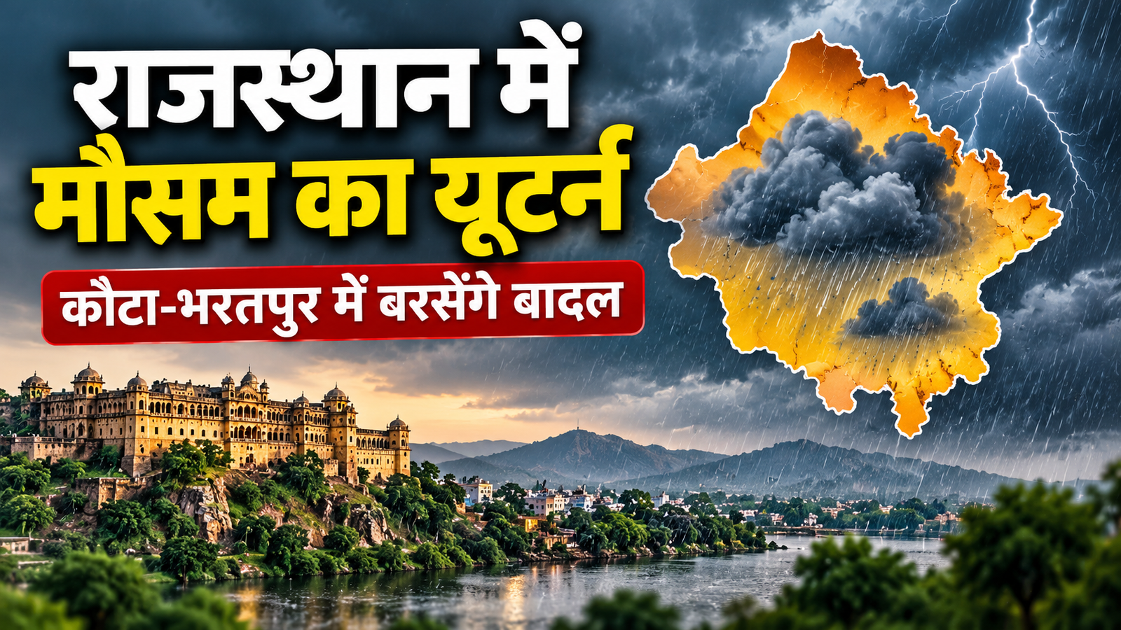 Rajasthan Weather Today: 16 जिलों में भारी बारिश का अलर्ट, कोटा-भरतपुर में बरसेंगे बादल