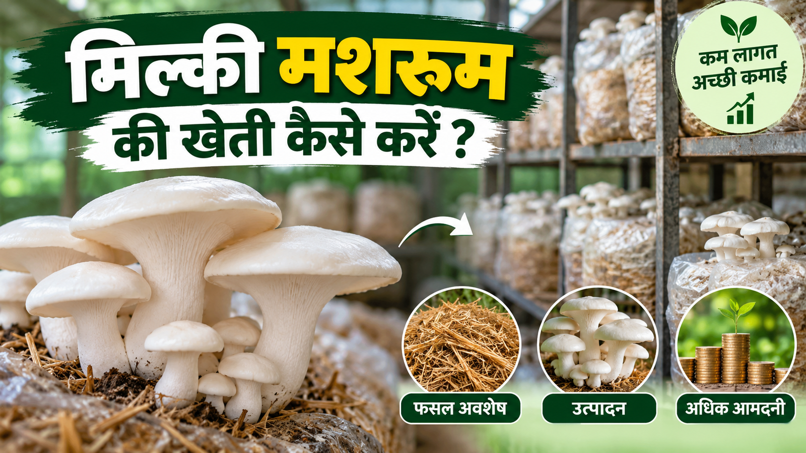 बारिश में करें मिल्की मशरूम की खेती, कम लागत में होगी अच्छी कमाई Milky Mushroom Ki Kheti Kaise Karein