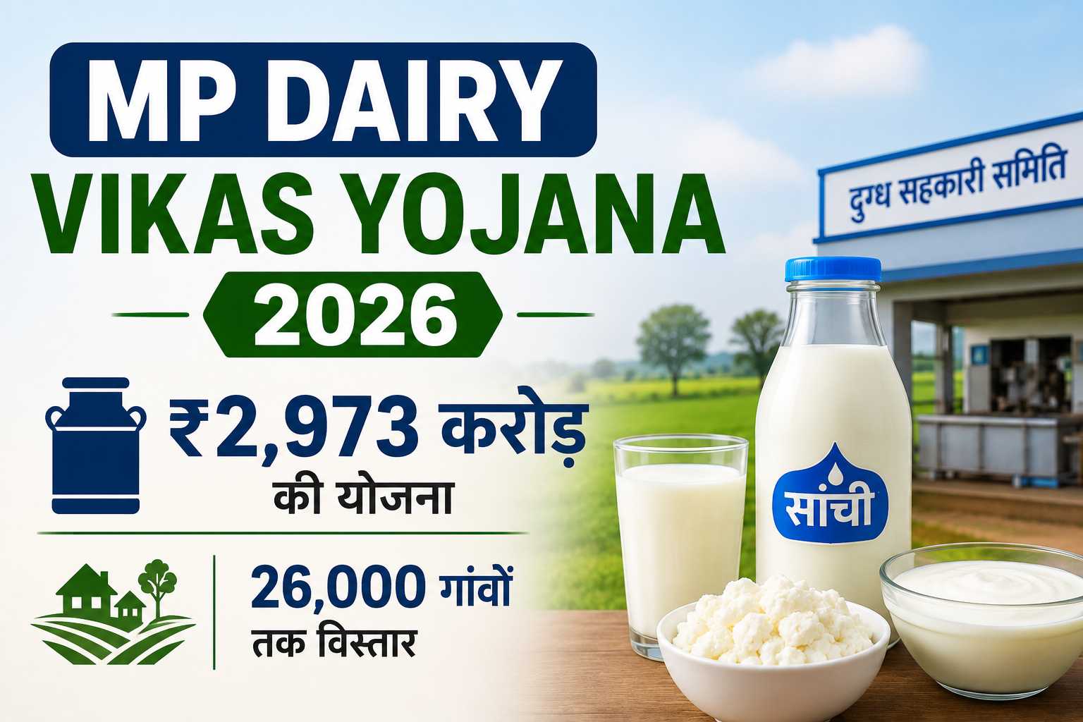 मध्य प्रदेश में डेयरी सेक्टर को ₹2,973 करोड़ की सौगात, 26 हजार गांवों तक पहुंचेगी योजना  MP Dairy Vikas Yojana 2026