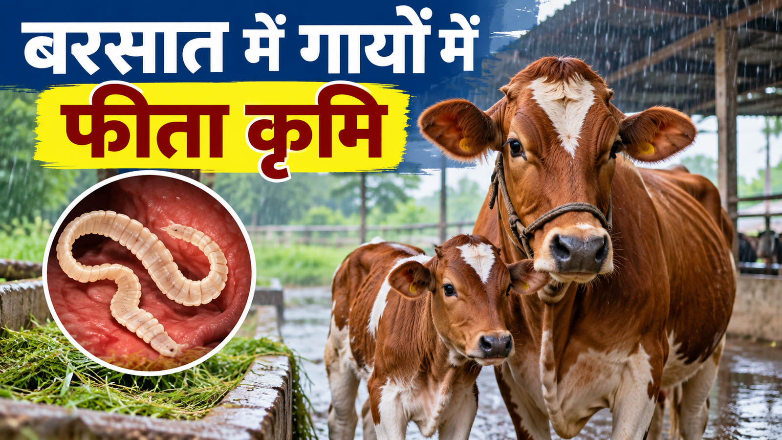 बरसात में गाय-बछड़ों पर फीता कृमि का हमला! ये लापरवाही पड़ सकती है भारी Barsaat Mein Gayon Mein Feeta Krim