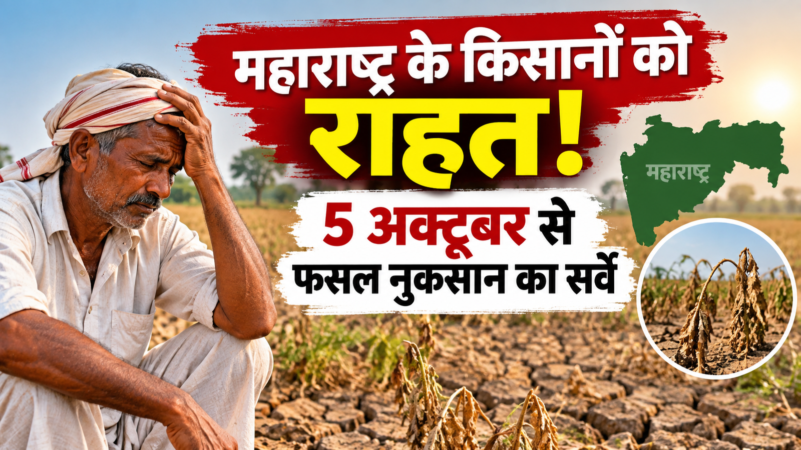 महाराष्ट्र के किसानों को राहत ! 5 अक्टूबर के बाद फसल नुकसान का सर्वे, मुआवजे की उम्मीद  Maharashtra Fasal Nuksan Survey 2026