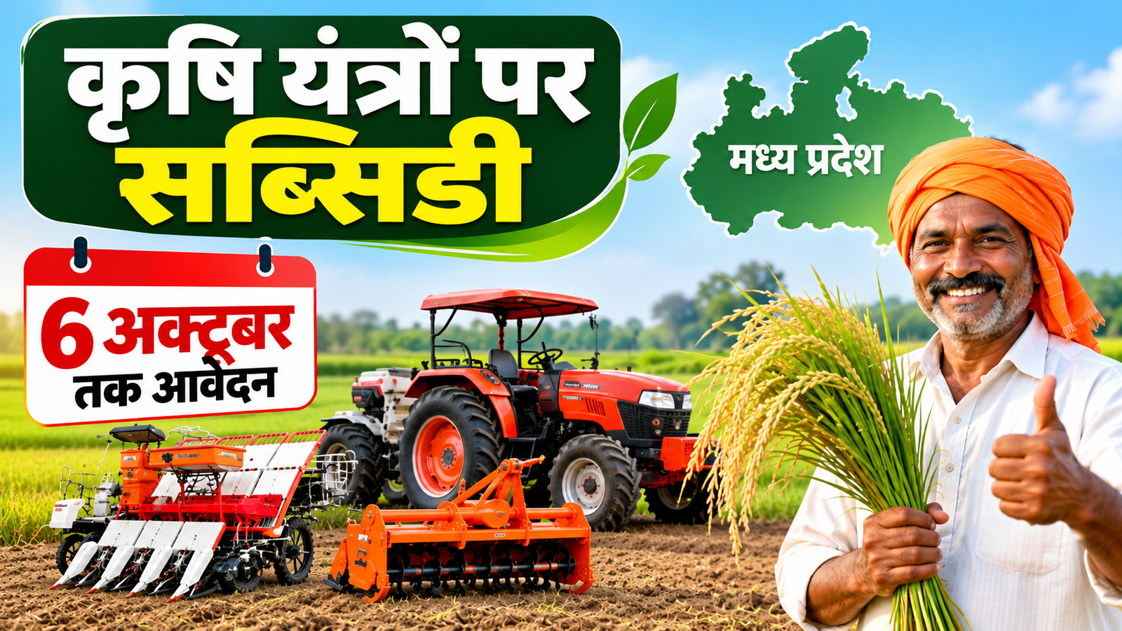 मध्य प्रदेश सरकार किसानों को कृषि यंत्रों पर 50% तक सब्सिडी, 6 अक्टूबर तक करें आवेदन MP Krishi Yantra Subsidy 2026