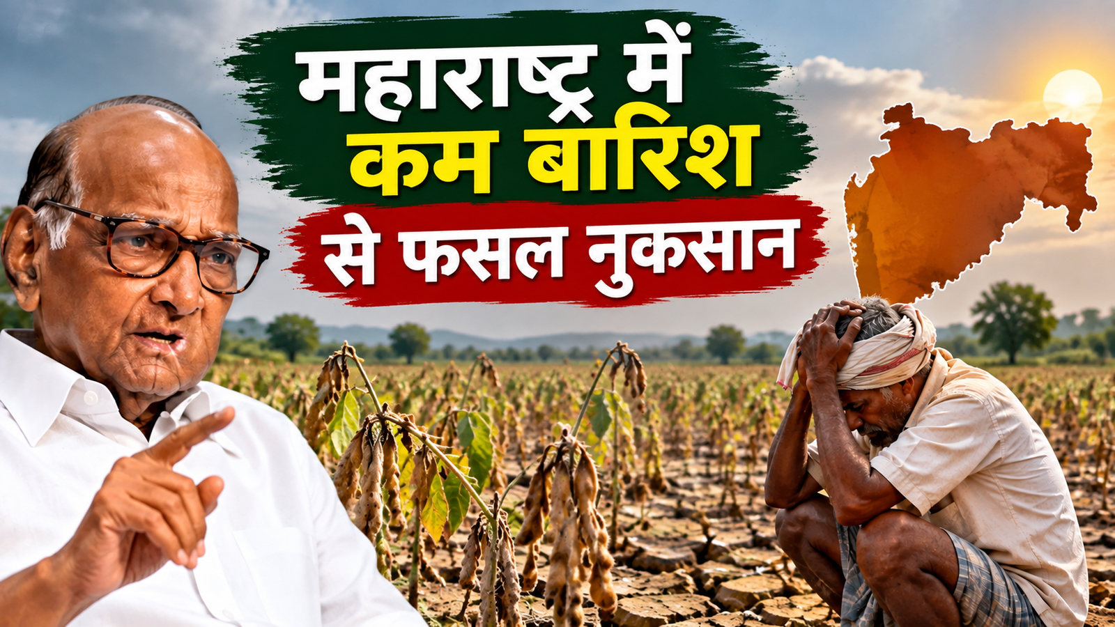 महाराष्ट्र में कम बारिश से फसल नुकसान, किसानों के लिए ₹50 हजार प्रति हेक्टेयर सहायता की मांग  Maharashtra Mein Kam Barish Se Fasal Nuksan