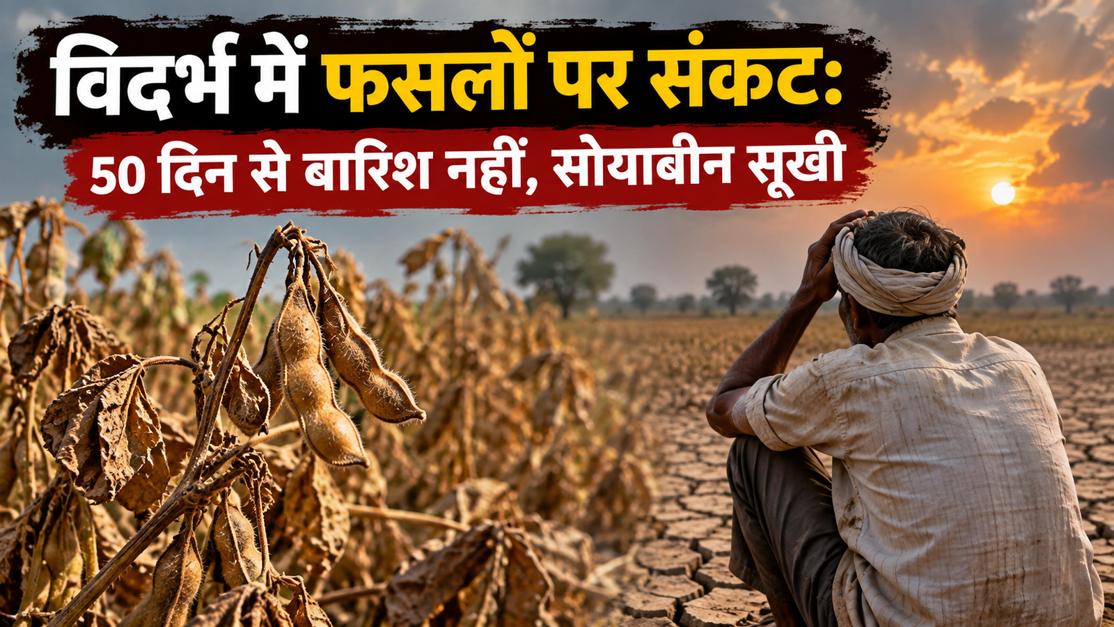 महाराष्ट्र के विदर्भ क्षेत्र में 50 दिन से बारिश का इंतजार, सूख रही सोयाबीन, गांवों में पानी की किल्लत Vidarbha Mein Fasalo Par Sankat