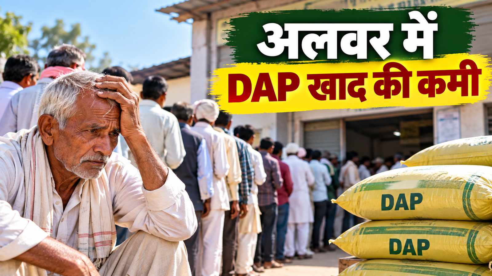 राजस्थान के अलवर में किसानों की भारी भीड़, सुबह 6 बजे से लगी लंबी लाइन, 600 कट्टे भी पड़े कम  Alwar Mein DAP Khad Ki Kami